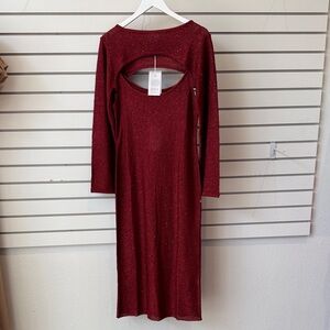 Misa Los Angeles Sparkling Deep Red 2 Piece Midi Dress Set